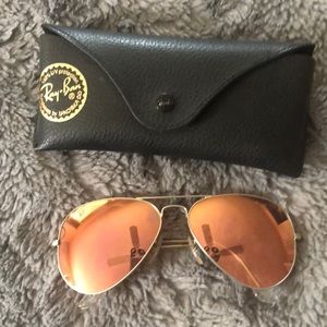 RayBan rose gold aviator sunglasses